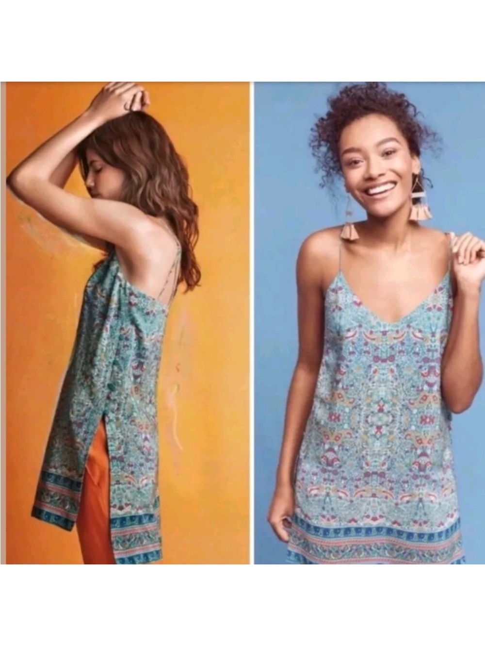 Anthropologie MAEVE Merit 100% Silk Boho Paisley Sleeveless Tunic/ Mini Dress• 0